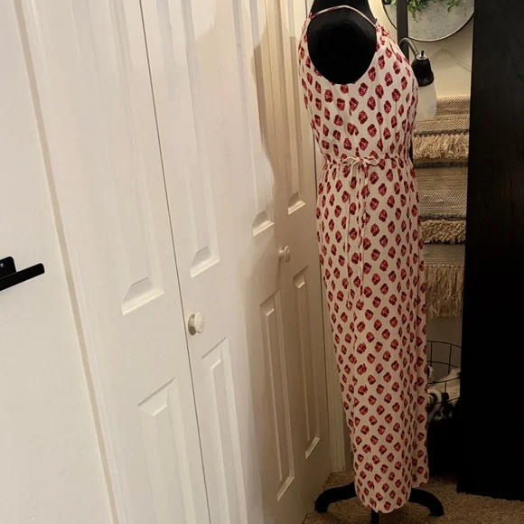 A Love A Elegant Red and Cream Jumpsuit with Wide-Leg - Picture 3 of 7